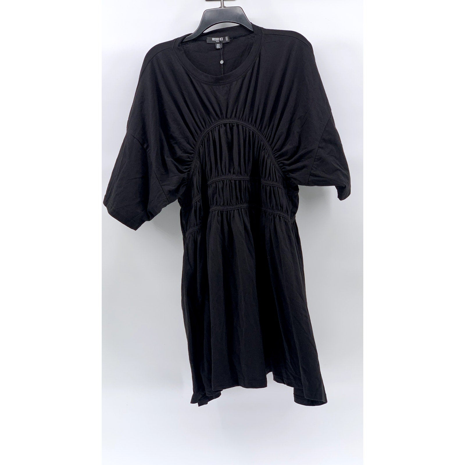 MISSGUIDED Women’s Plus Size Black Ruched Short Sleeve Mini T-Shirt Dress SZ 16