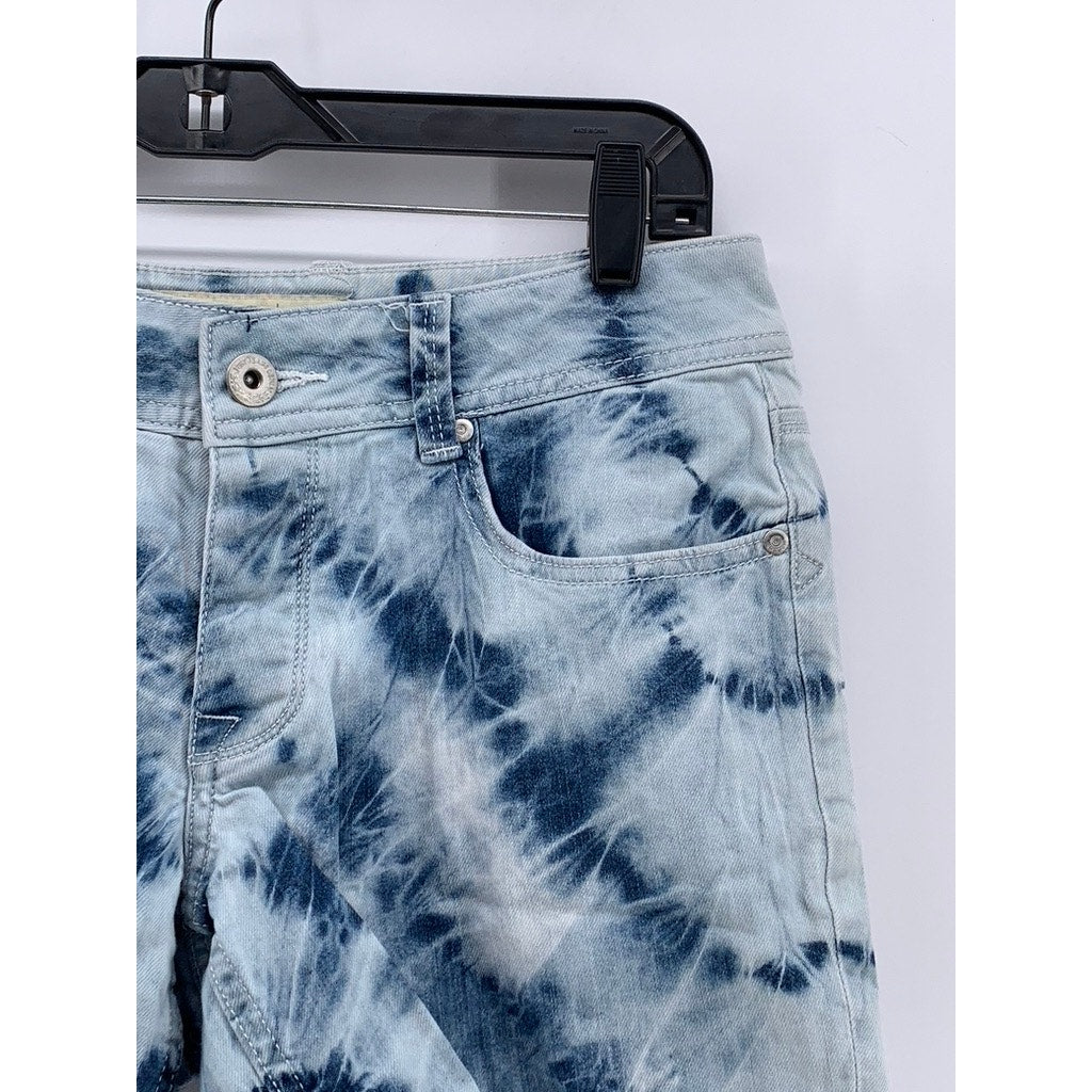 JUST JEANS Women's Blue-White Denim Tie-Dye Shorts SZ 9