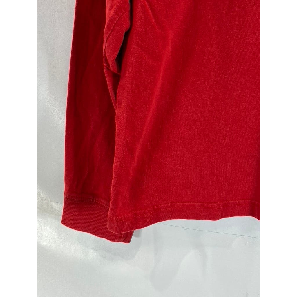 ABERCROMBIE & FITCH Men's Red Crewneck Logo Muscle Long Sleeve Shirt SZ XL