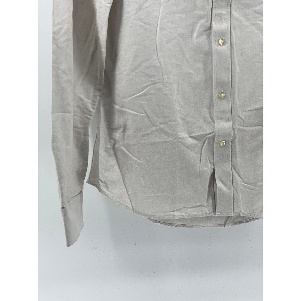 TEDDY STRATFORD Men's Light Gray Regular-Fit Button-Up Shirt SZ 3(M/L)