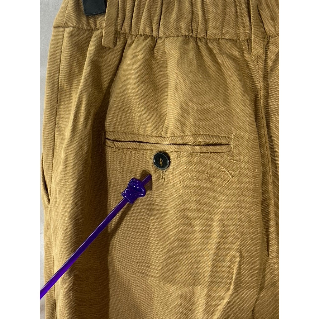 ZARA Women's Tan Cuffed Cropped Trousers SZ XS