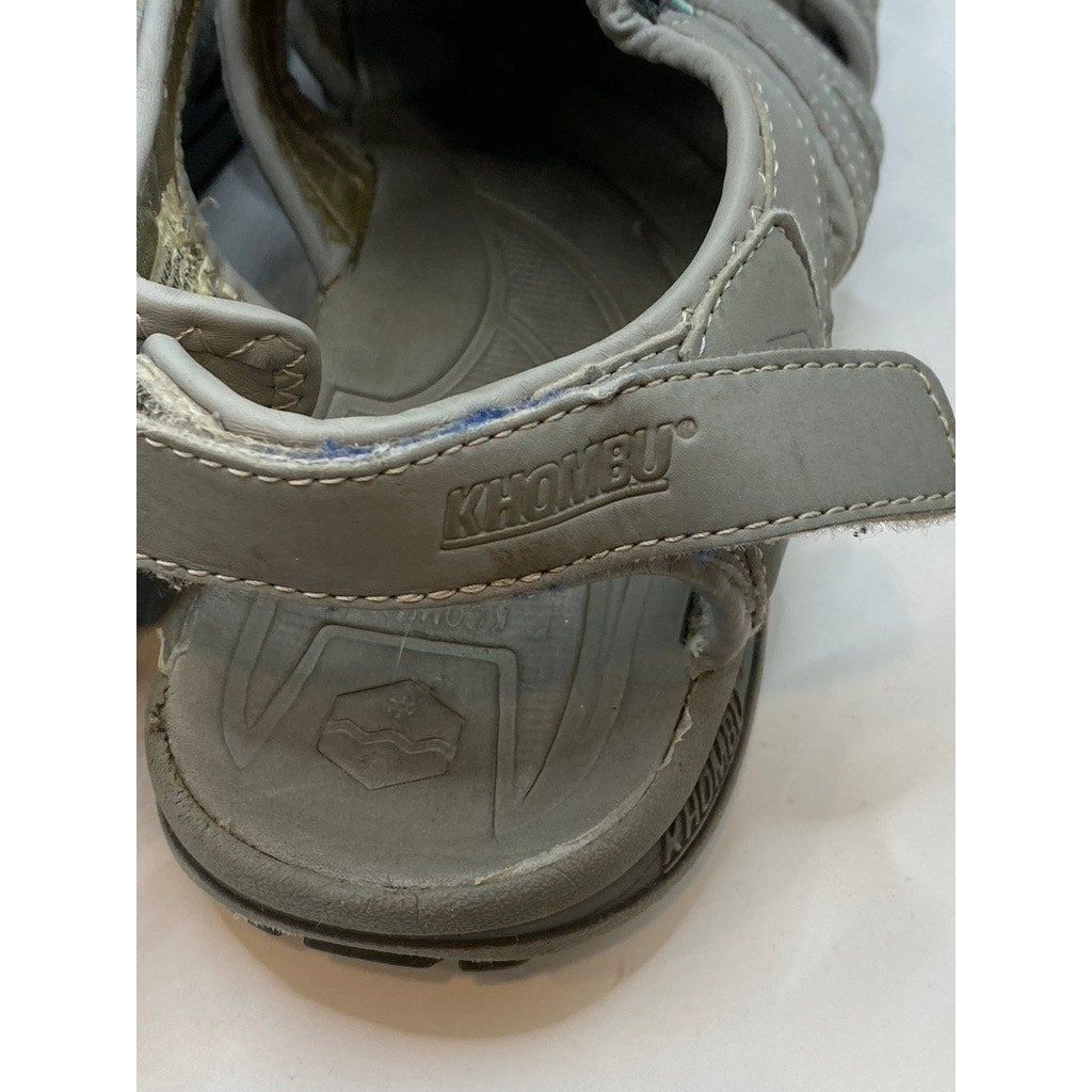 KHOMBU Women's Gray-Teal Ashley Cutout Bungee Lace-Up Heel-Strap Sandals SZ 9