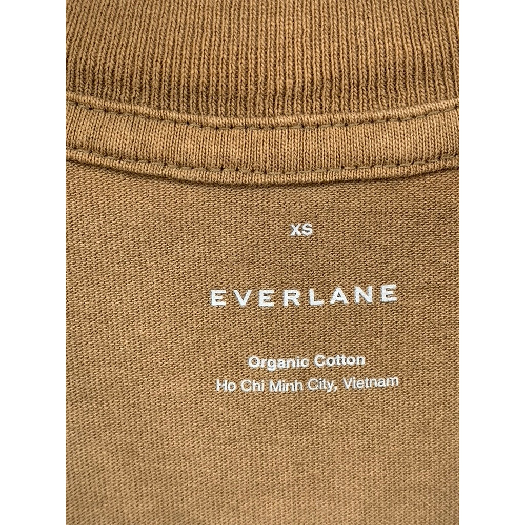 EVERLANE Women's Brown Crewneck Organic Cotton Slouch Short Sleeve Top SZ XS