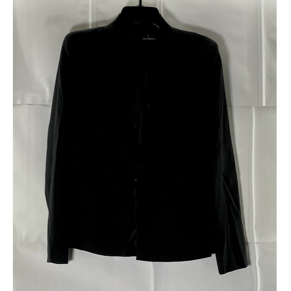 AMANDA WAKELEY Women's Solid Black Hook Closure Blazer SZ 6