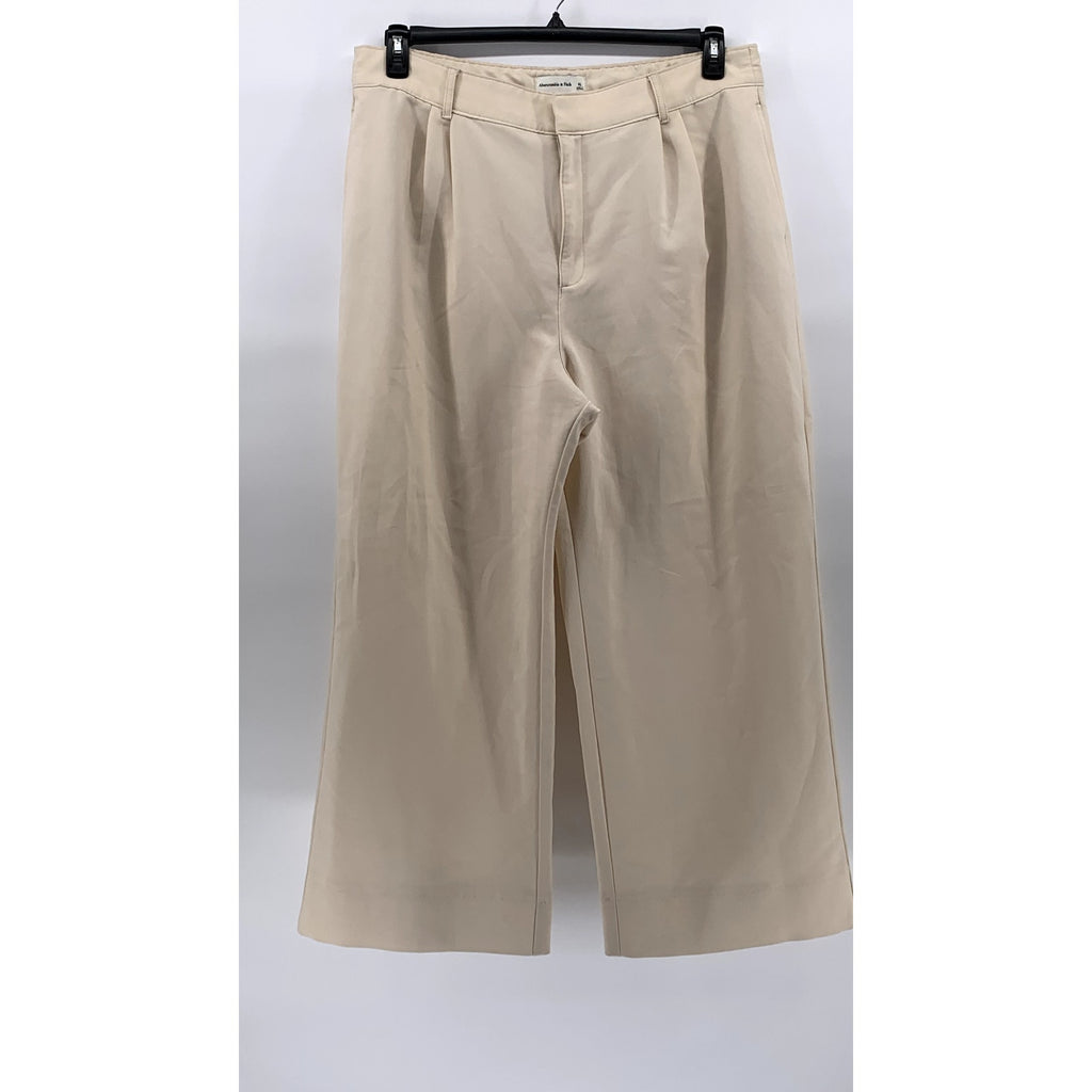 ABERCROMBIE & FITCH Women's Beige Solid Wide-Leg Cropped Pants SZ XL