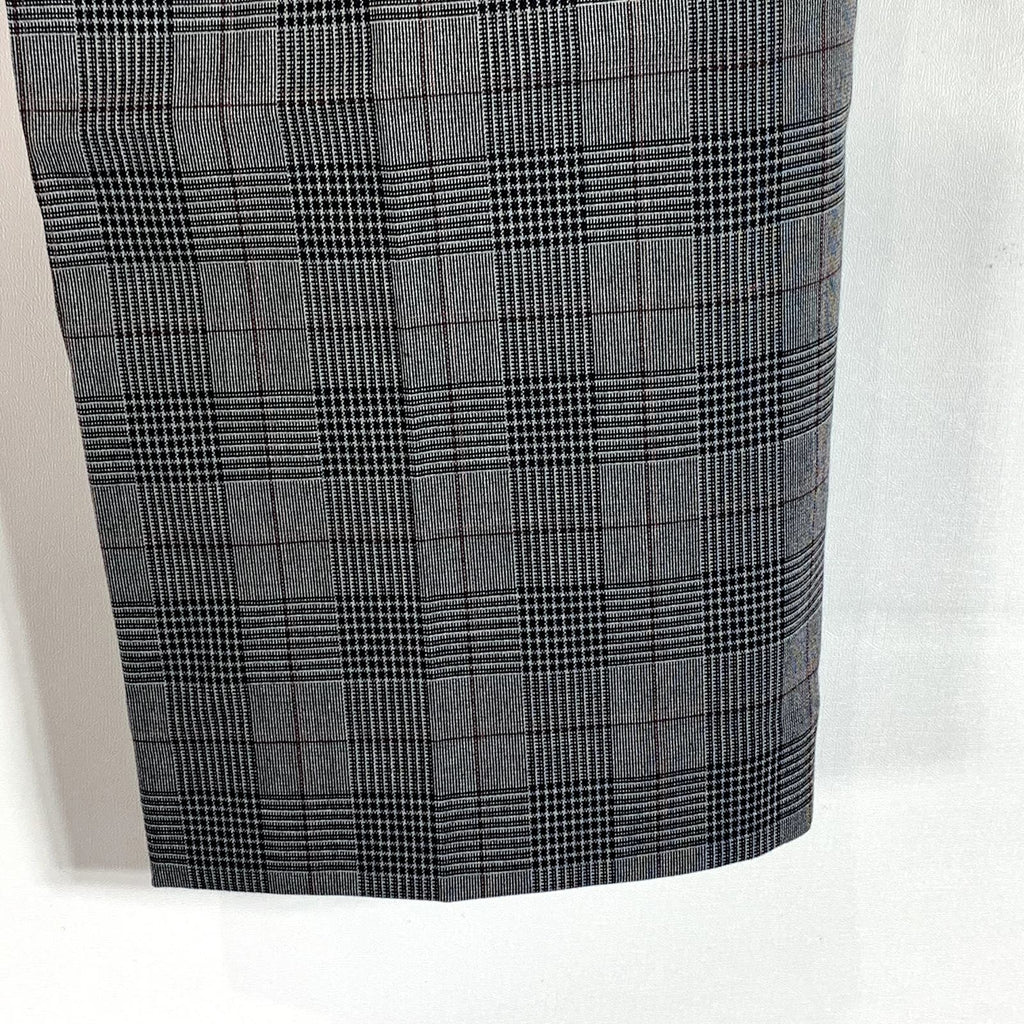 CALVIN KLEIN Men's Charcoal Plaid Slim-Fit Flat Front Dress Pants SZ 33X30