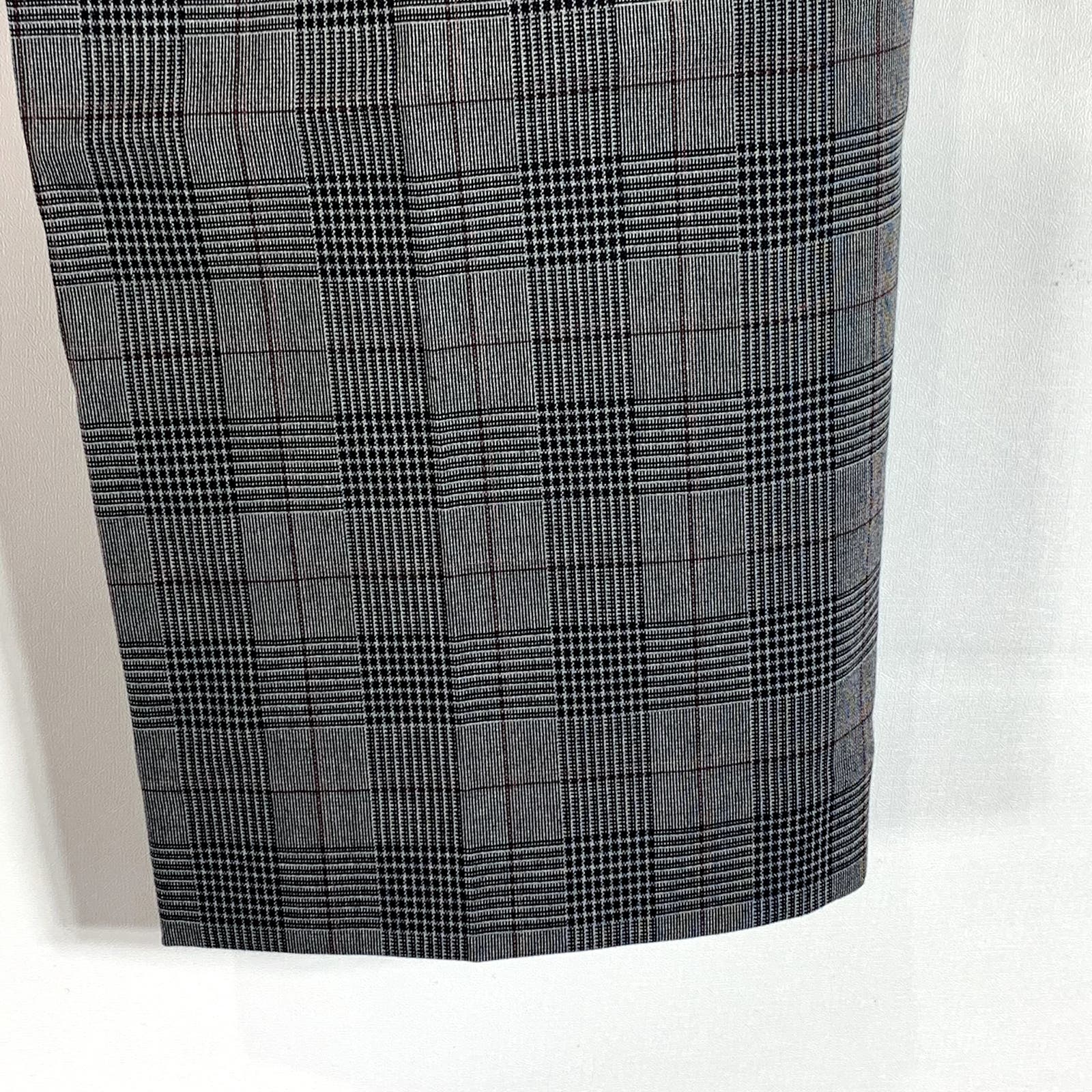 CALVIN KLEIN Men's Charcoal Plaid Slim-Fit Flat Front Dress Pants SZ 33X30
