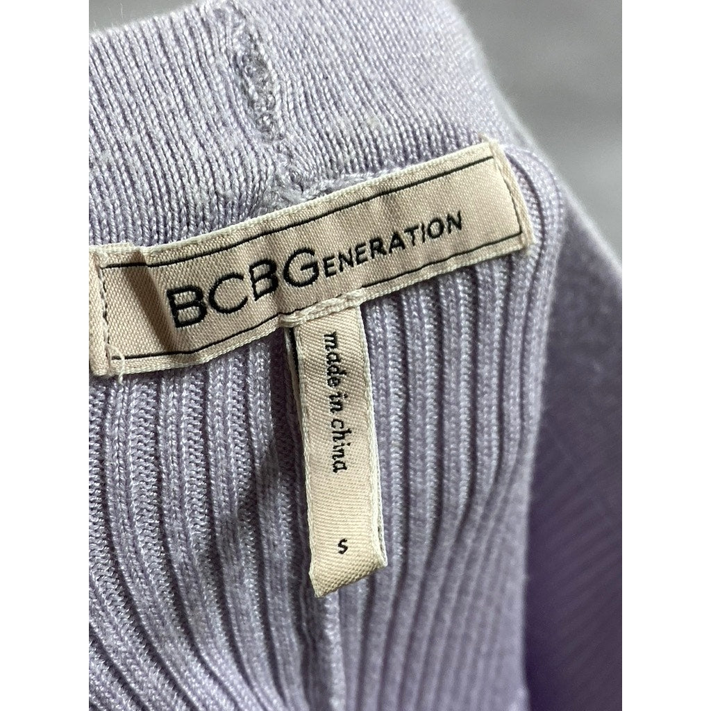 BCBGENERATION Women's Orchid Purple Rib Knit High-Rise Wide-Leg Casual Pant SZ S