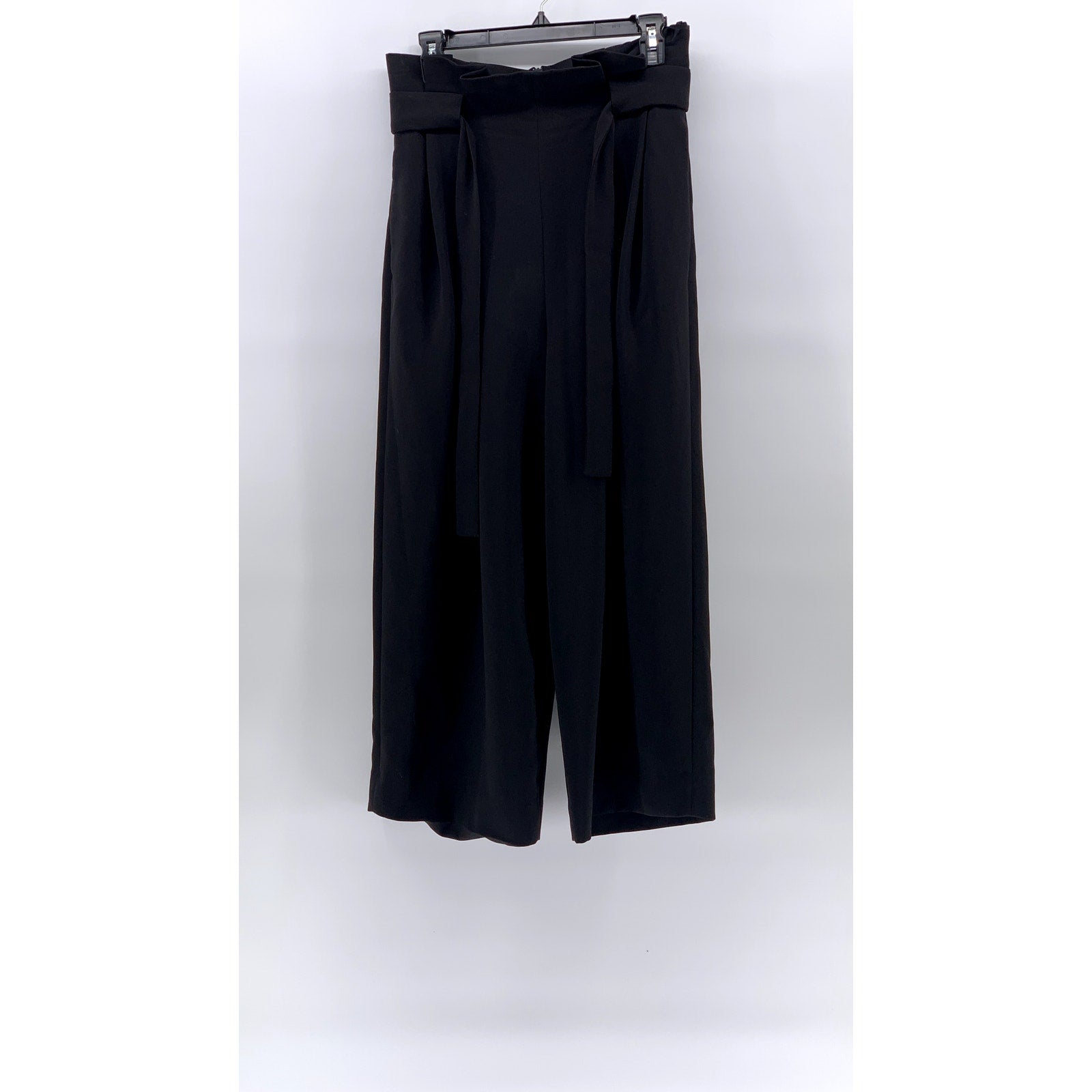 COS Women's Black Solid Ruffle High Rise Wide-Leg Relaxed-Fit Belted Pant SZ 6