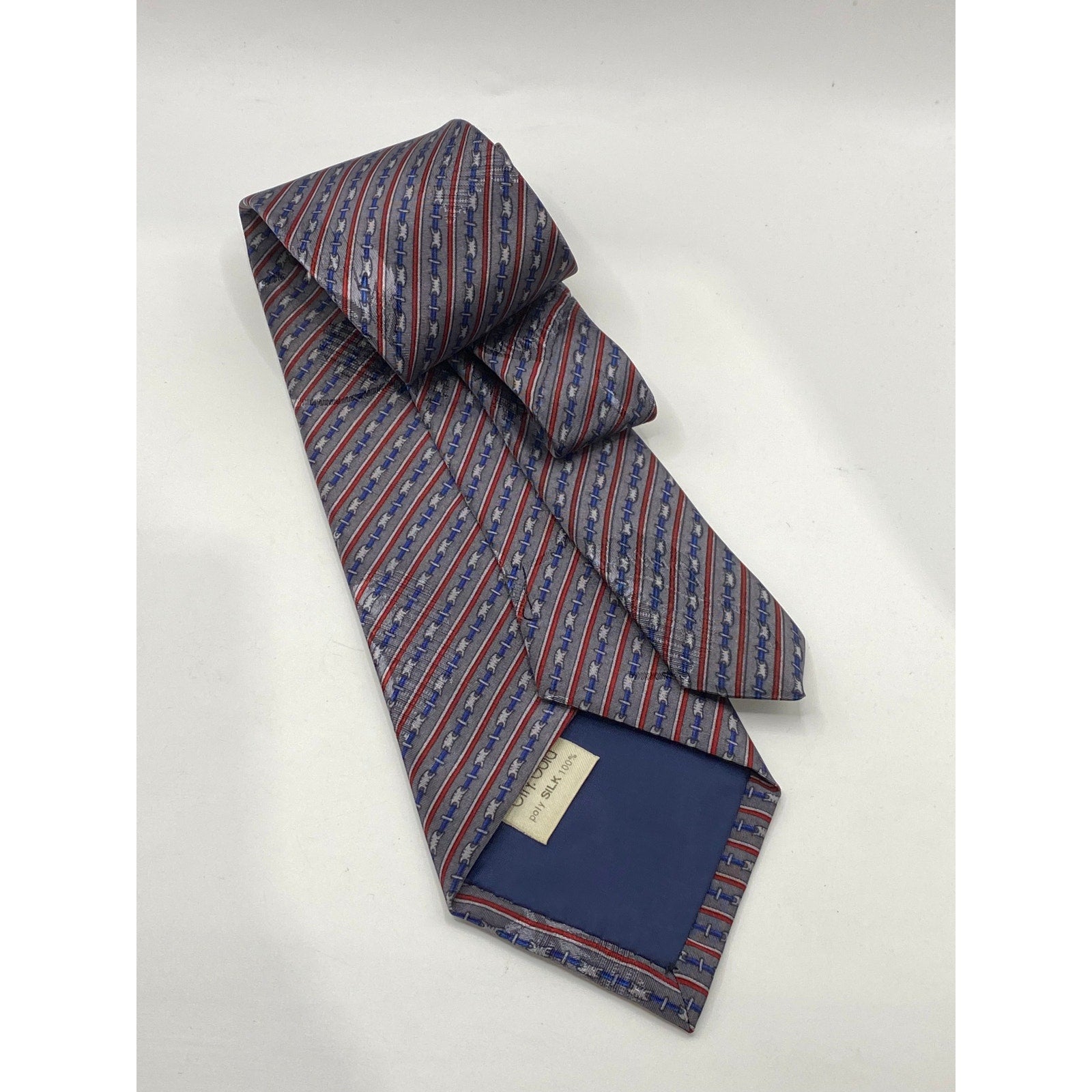 CITY GOLD Men's Navy-Burgundy Poly Silk Printed Casual Tie SZ OS