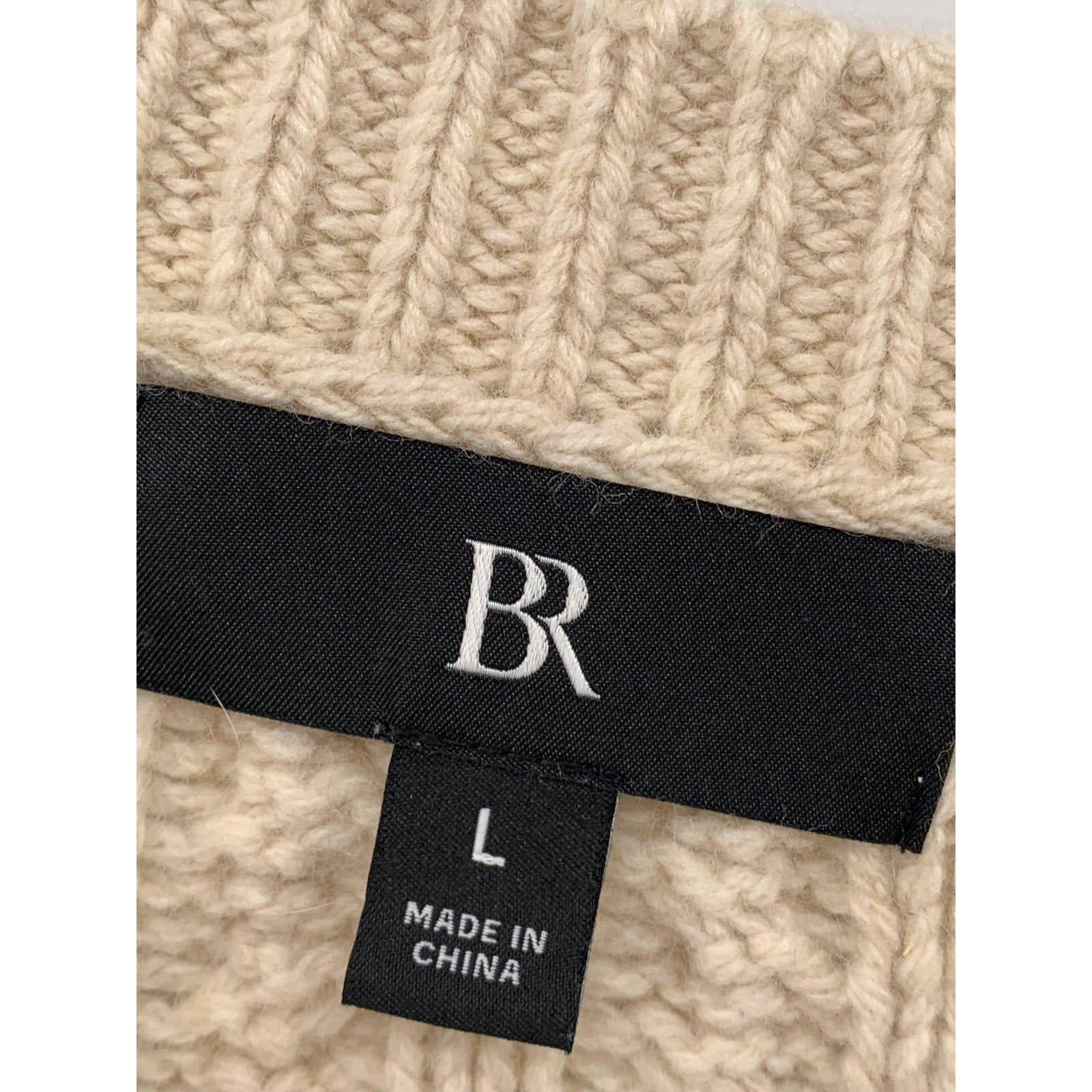 BANANA REPUBLIC Men's Beige Cable Knit Crewneck Long Sleeve Sweater SZ L