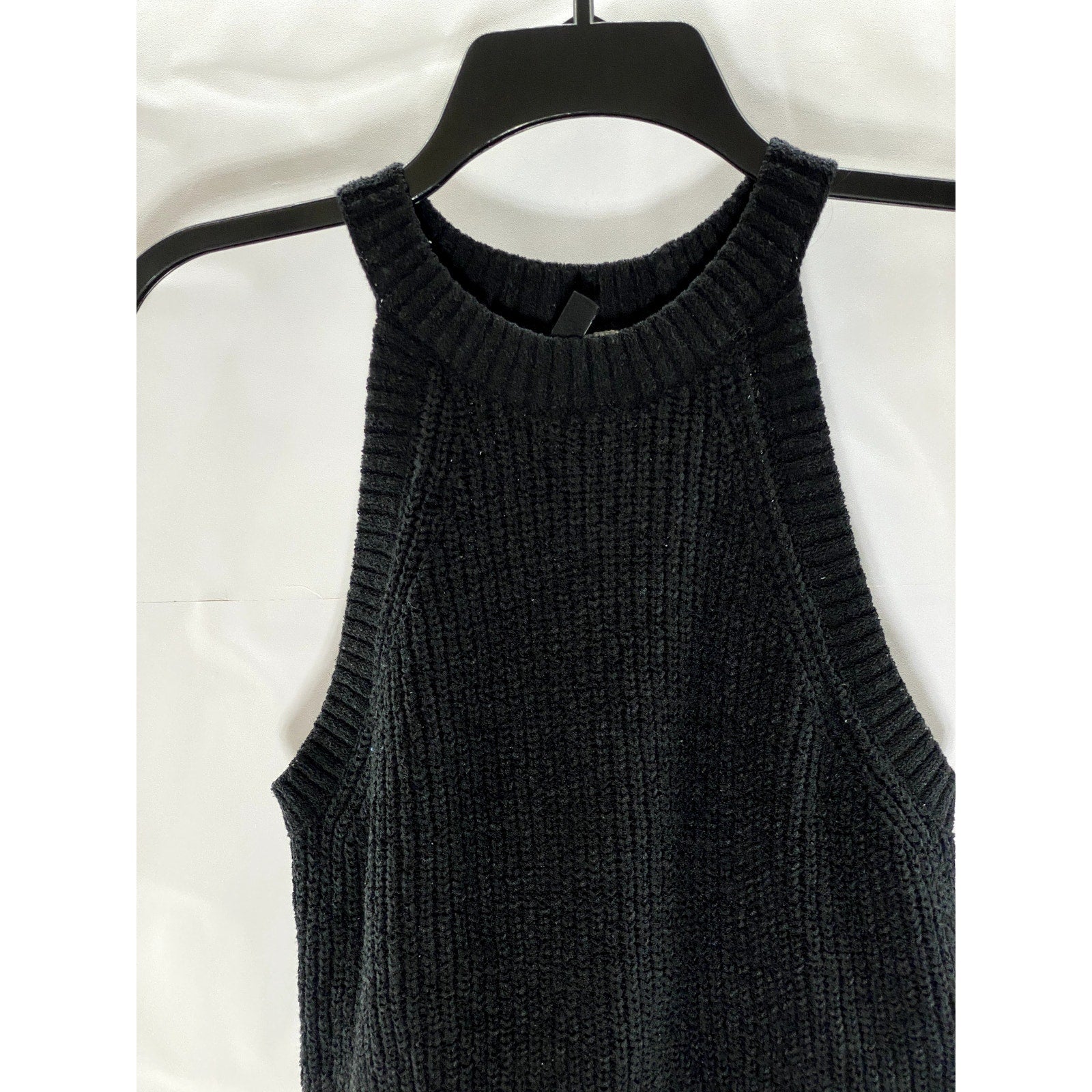 DIVIDED By H&M Women's Black Chunky Knit Halter Crop Top SZ L