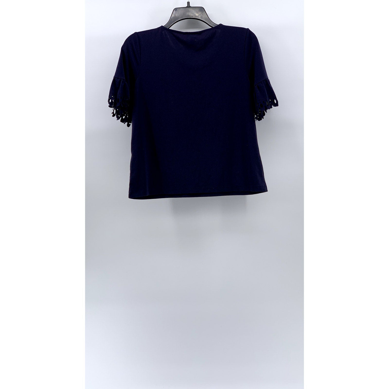 BANANA REPUBLIC Women's Dark Navy Crewneck Short Lazer-Cut Sleeve Top SZ XS