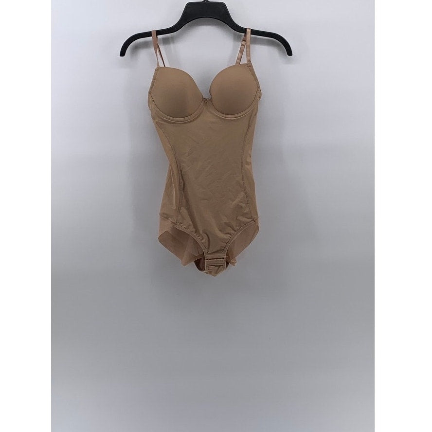 BORVOGUE Women's Tan Mesh Full-Coverage Underwire Padded Shaping Bodysuit SZ M