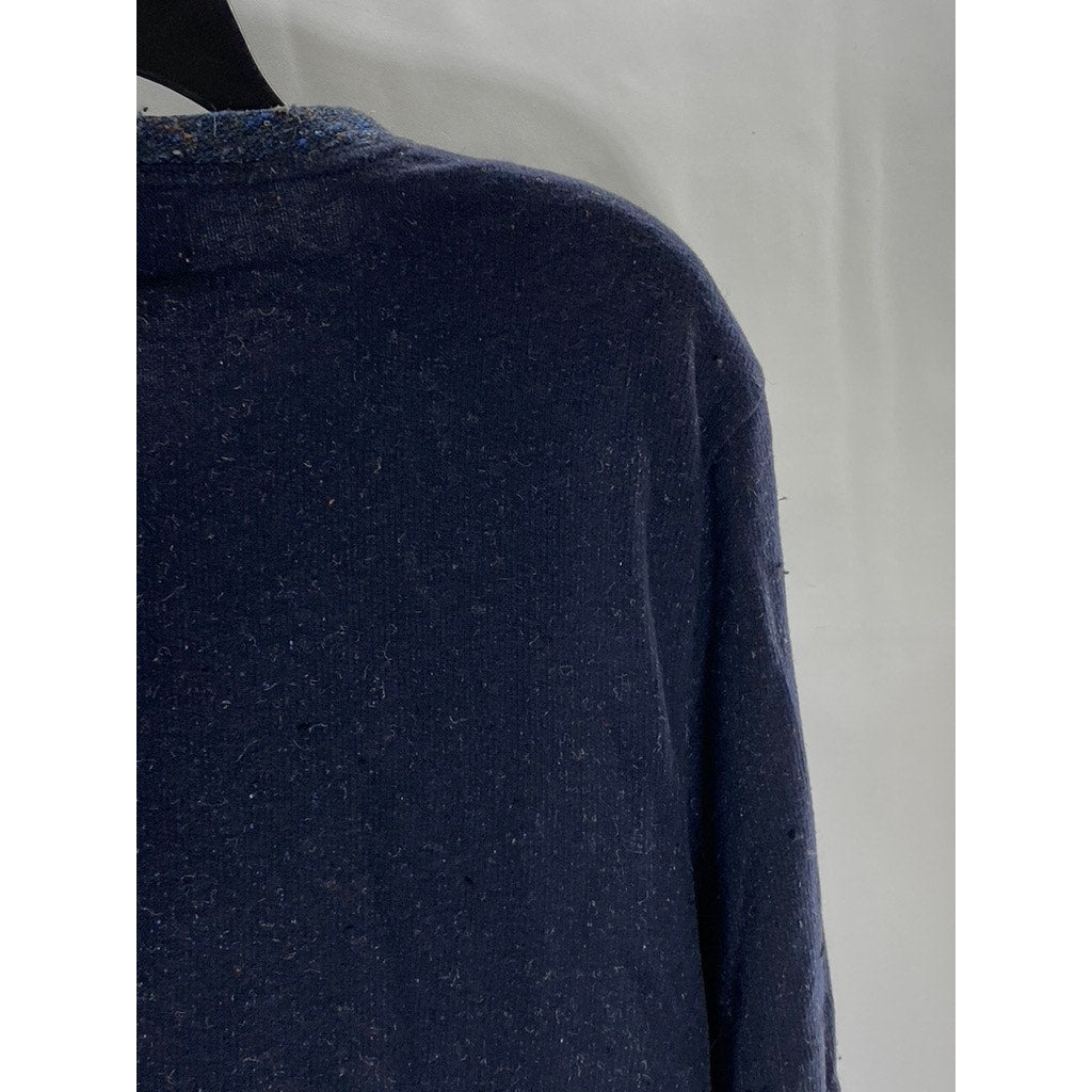 OLIVER SPENER Men's Dark Blue Cotton-Blend Crewneck Long Sleeve Sweater SZ L