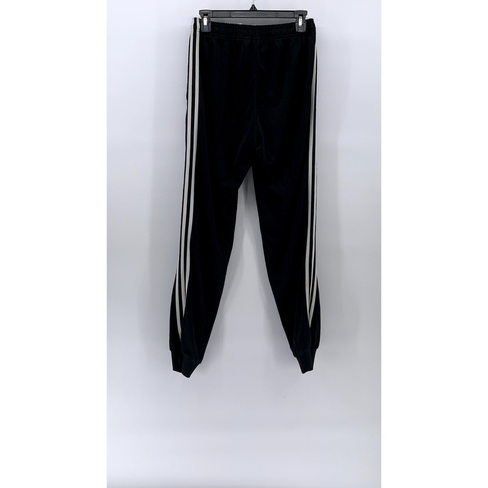 ADIDASS Men's Black-White 3-Stripe Pull-On Active Jogger Sweatpants SZ M