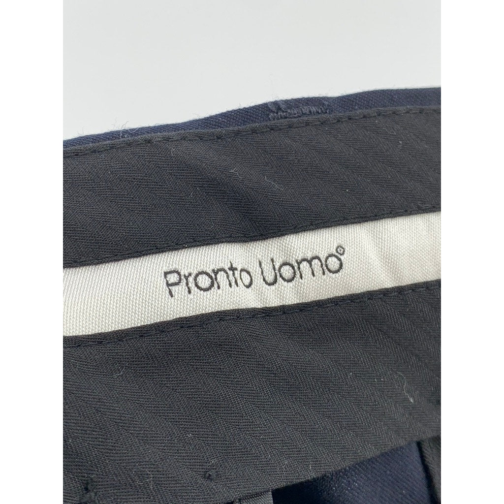 PRONTO UOMO Men's Black Solid Straight Leg Wool Pants SZ 40