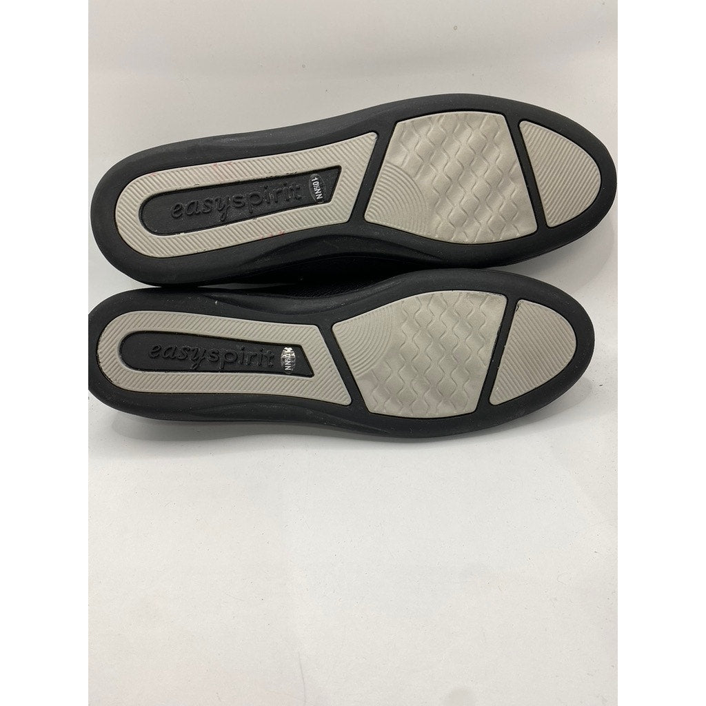 EASY SPIRIT Women's Black Leather Lace-Up AP1 Lace-Up Walking Shoes SZ 10.5