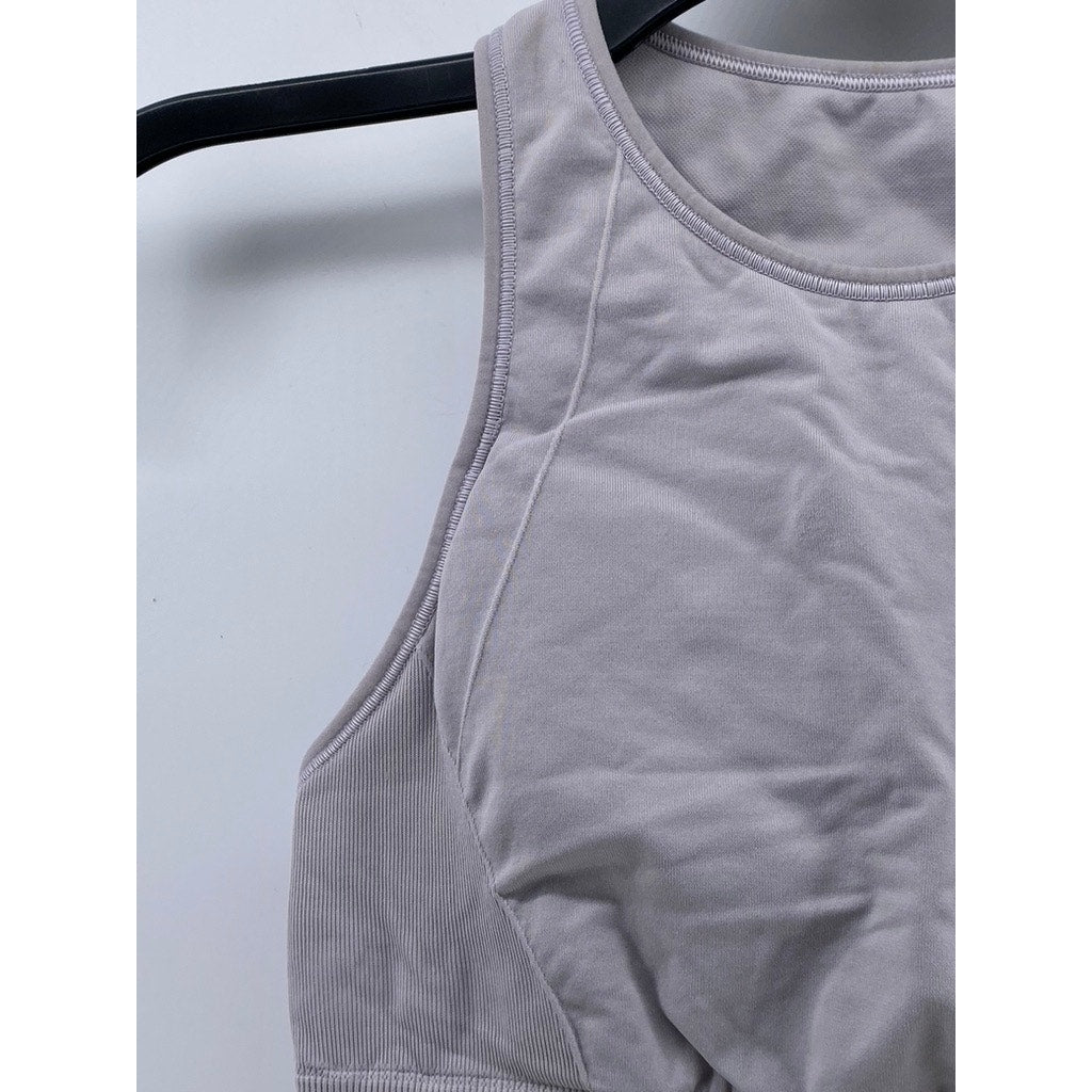 LULULEMON Women's Light Gray Crewneck Racerback Pullover Padded Sports Bra SZ XS