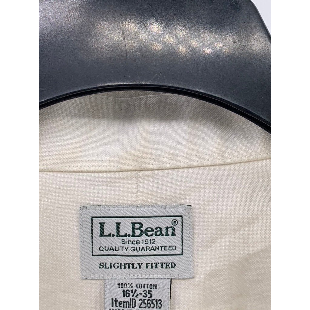 L.L.BEAN Men’s White Solid Slightly Fitted Button-Up Shirt SZ 16.5