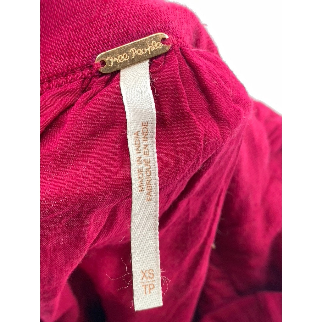 FREE PEOPLE Women's Fuchsia Antigua Open V-Back Button Long Sleeve Dress SZ XS