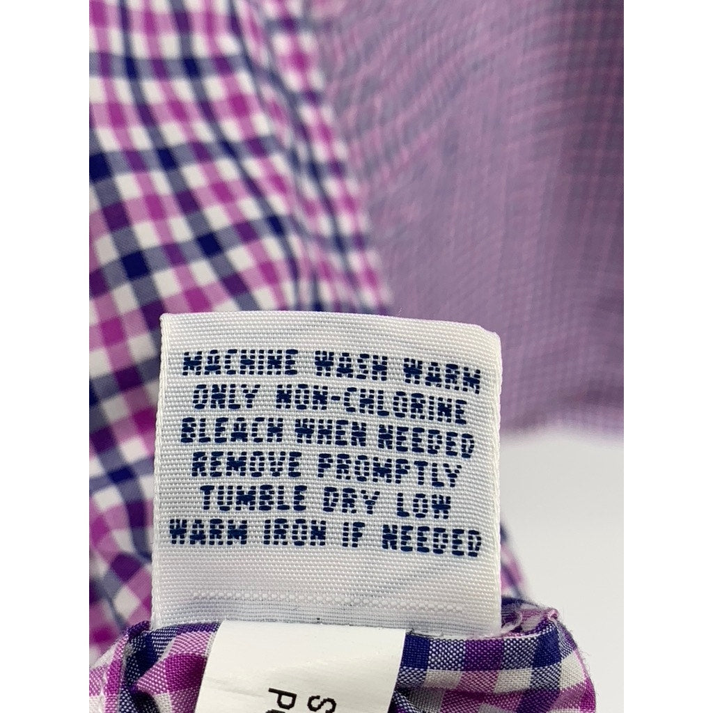 POLO RALPH LAUREN Men's Pink-Navy Gingham Button-Up Long Sleeve Shirt SZ 2XL