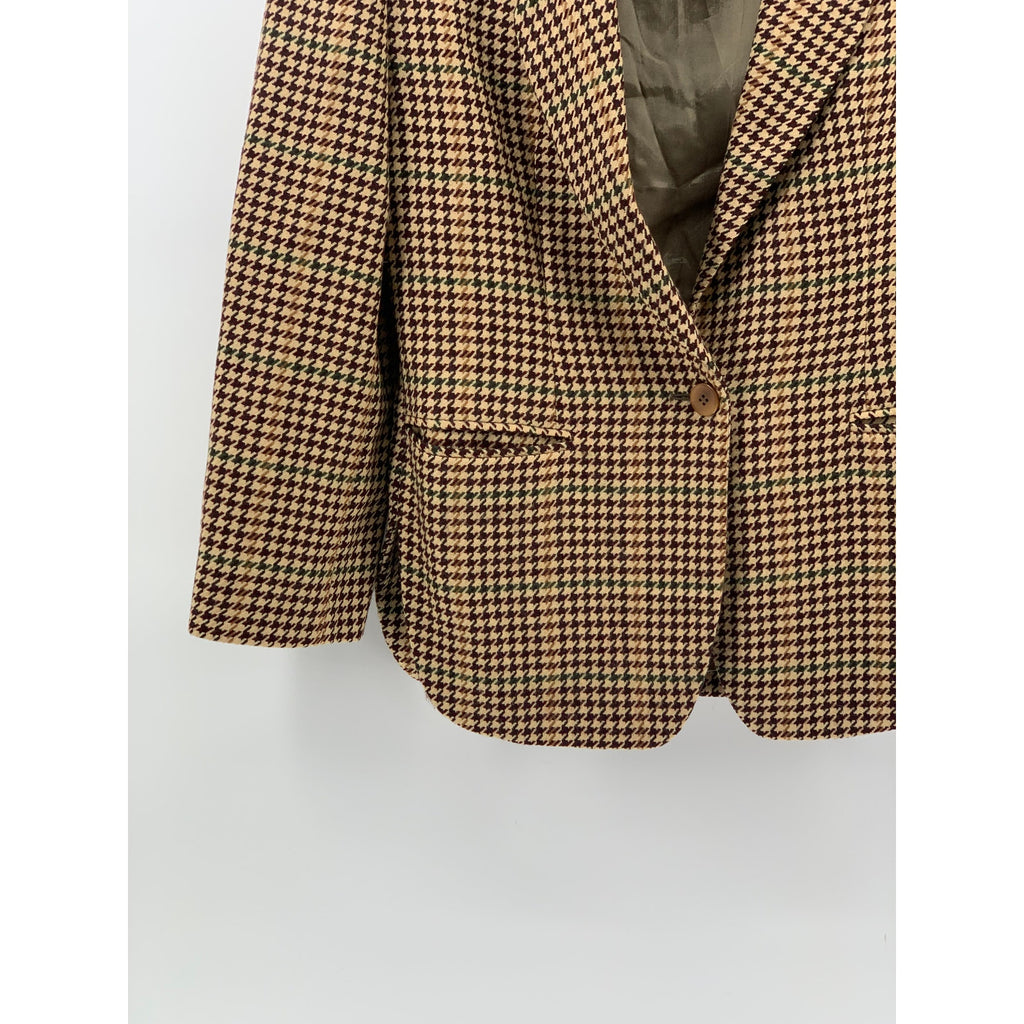 GIORGIO ARMANI Men’s Brown Wool Houndstooth One-Button Long Sleeve Blazer SZ 38