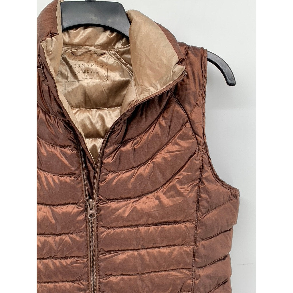 BERNARDO GOOSE DOWN Women's Brown Puffer Zip-Up Jacket SZ S