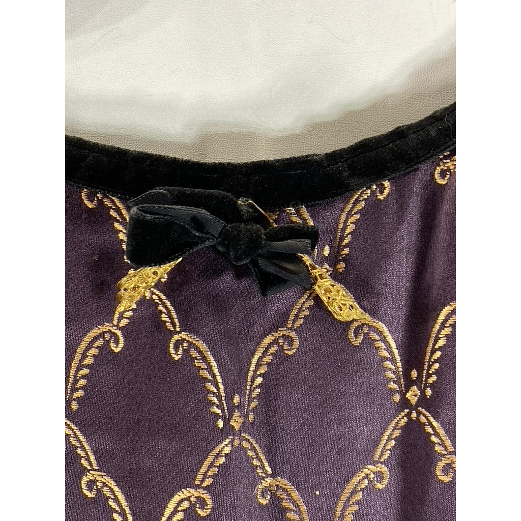 VINTAGE Unbranded Women's Purple/Nude Fringe Open-Back Mini Flapper Dress SZ M