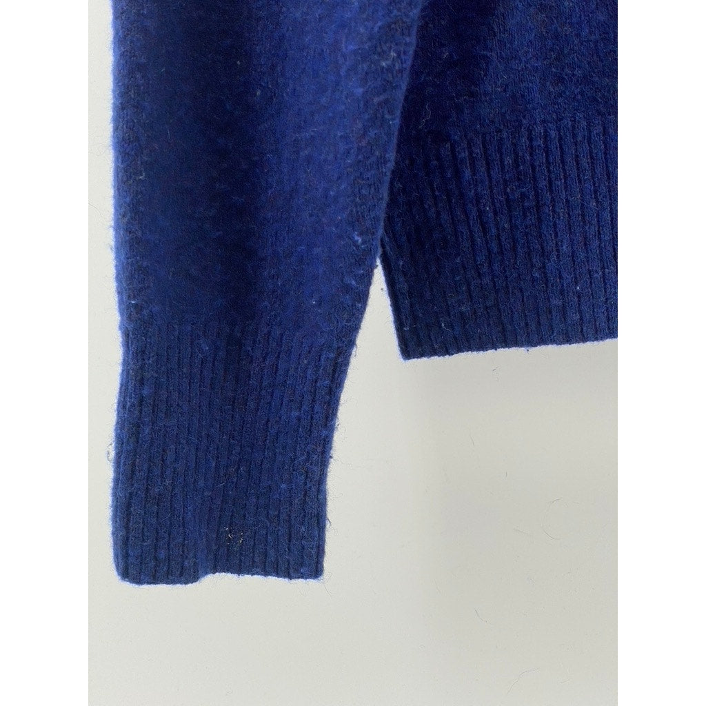 J.CREW Women's Royal Blue Super Soft Yarn Knit Long Sleeve Sweater Polo SZ S