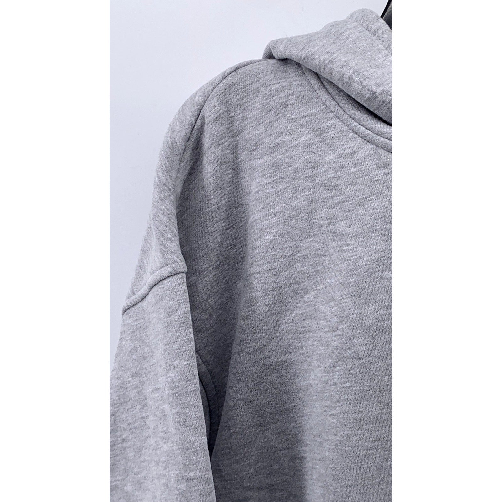 ANRABESS Women's Light Gray Fleece Drop Shoulder Pullover Hoodie SZ M