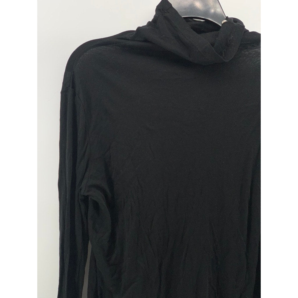 UNBRANDED Women's Black Sheer Long Sleeve Turtleneck Top SZ S