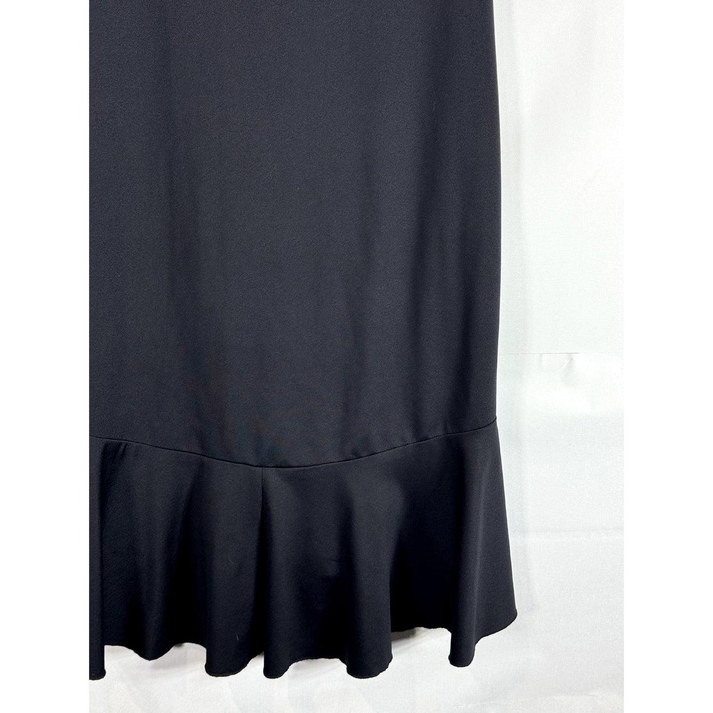 NICOLE MILLER COLLECTION Women's Black Scoop-Neck Ruffle High-Low Dress SZ L