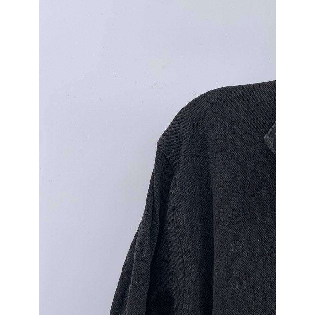 SUN68 Men's Black Textured Casual Long Sleeve Polo Shirt SZ L