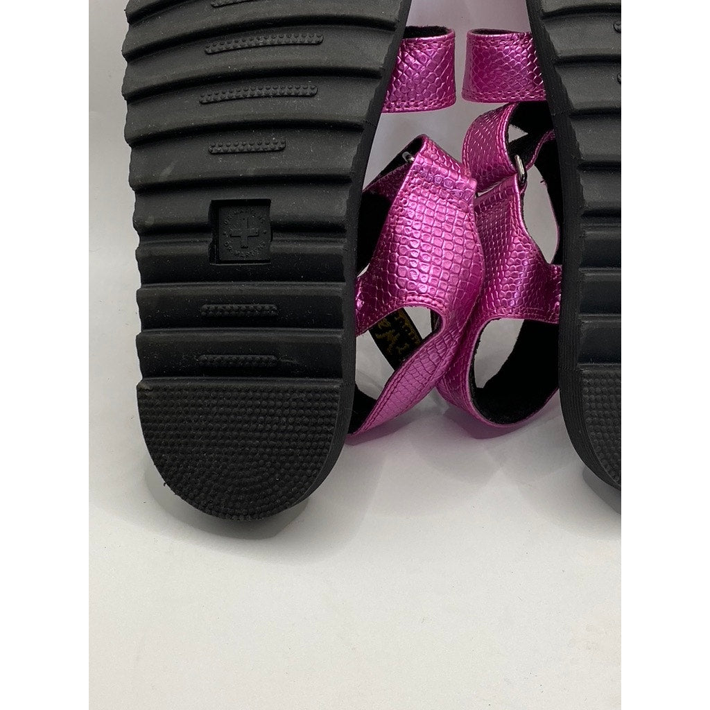 DR. MARTEN’S Women’s Pink Snake Embossed Klaire J Leather Sandals SZ 7