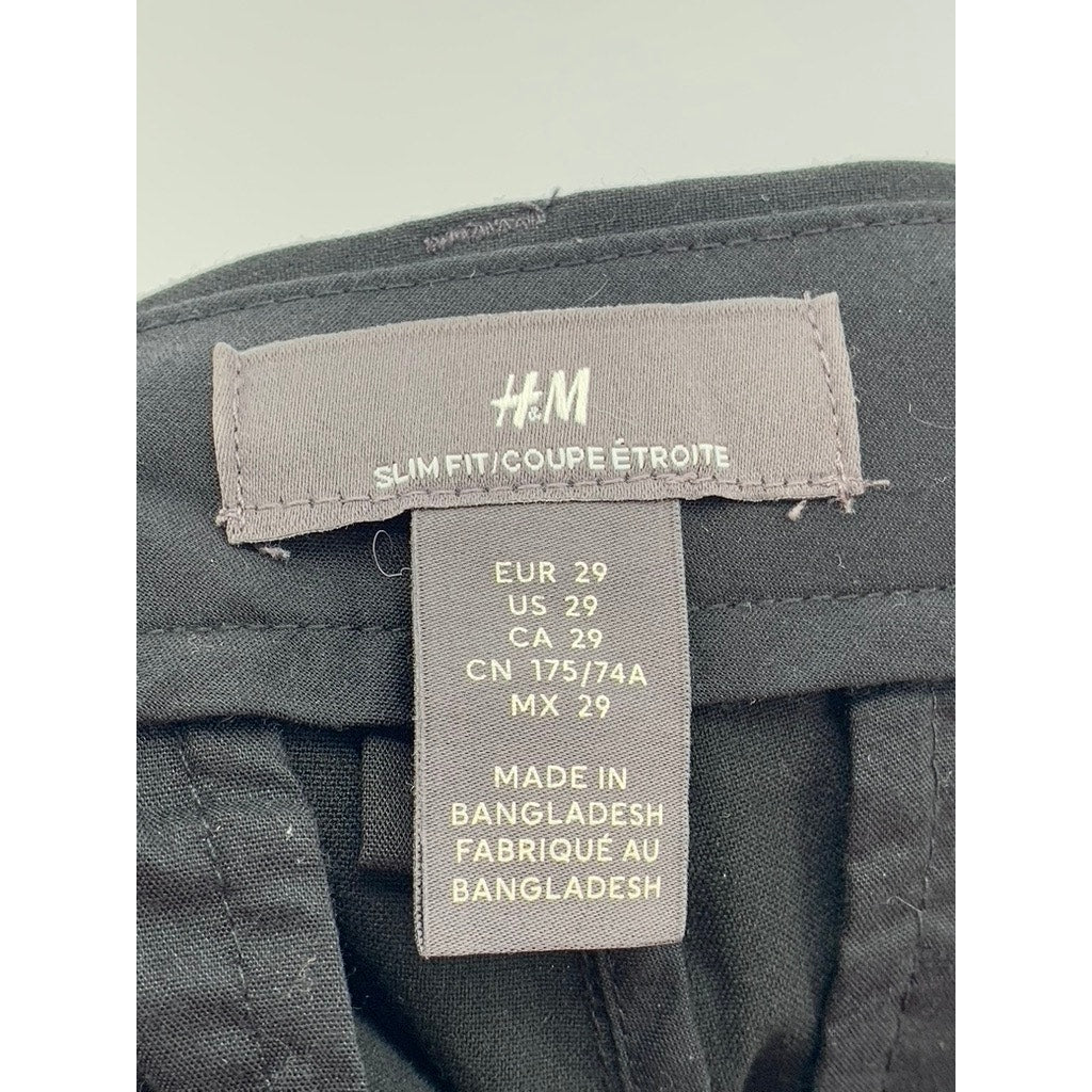 H&M Men's Black Solid Slim-Fit Pants SZ 29