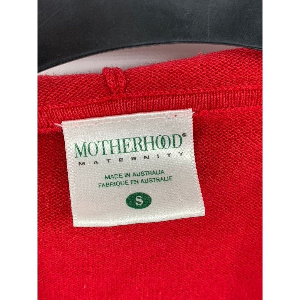 MOTHERHOOD MATERNITY Women's Red Knit Zip-Up Hooded Long Sleeve Sweater SZ S