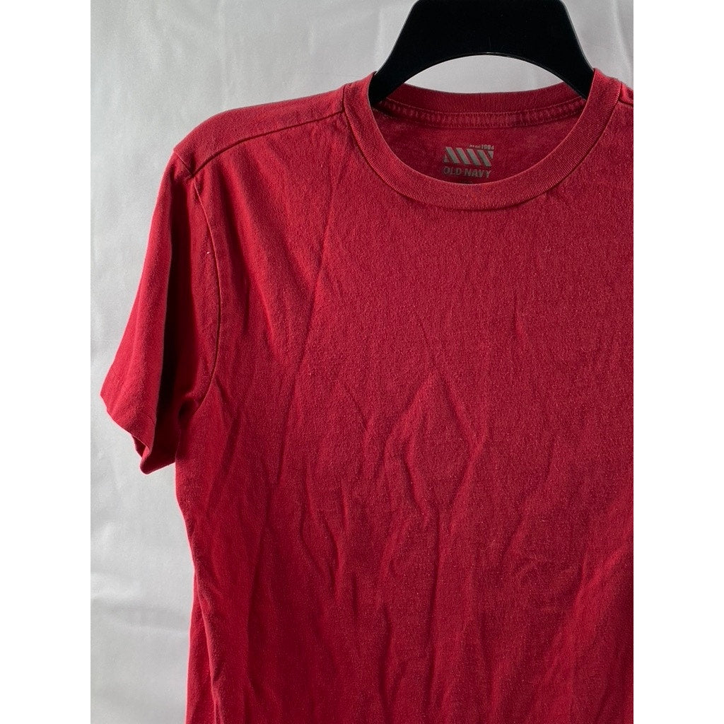 OLD NAVY Boy's Red Crewneck Solid Casual Short Sleeve T-Shirt SZ L(10-12)