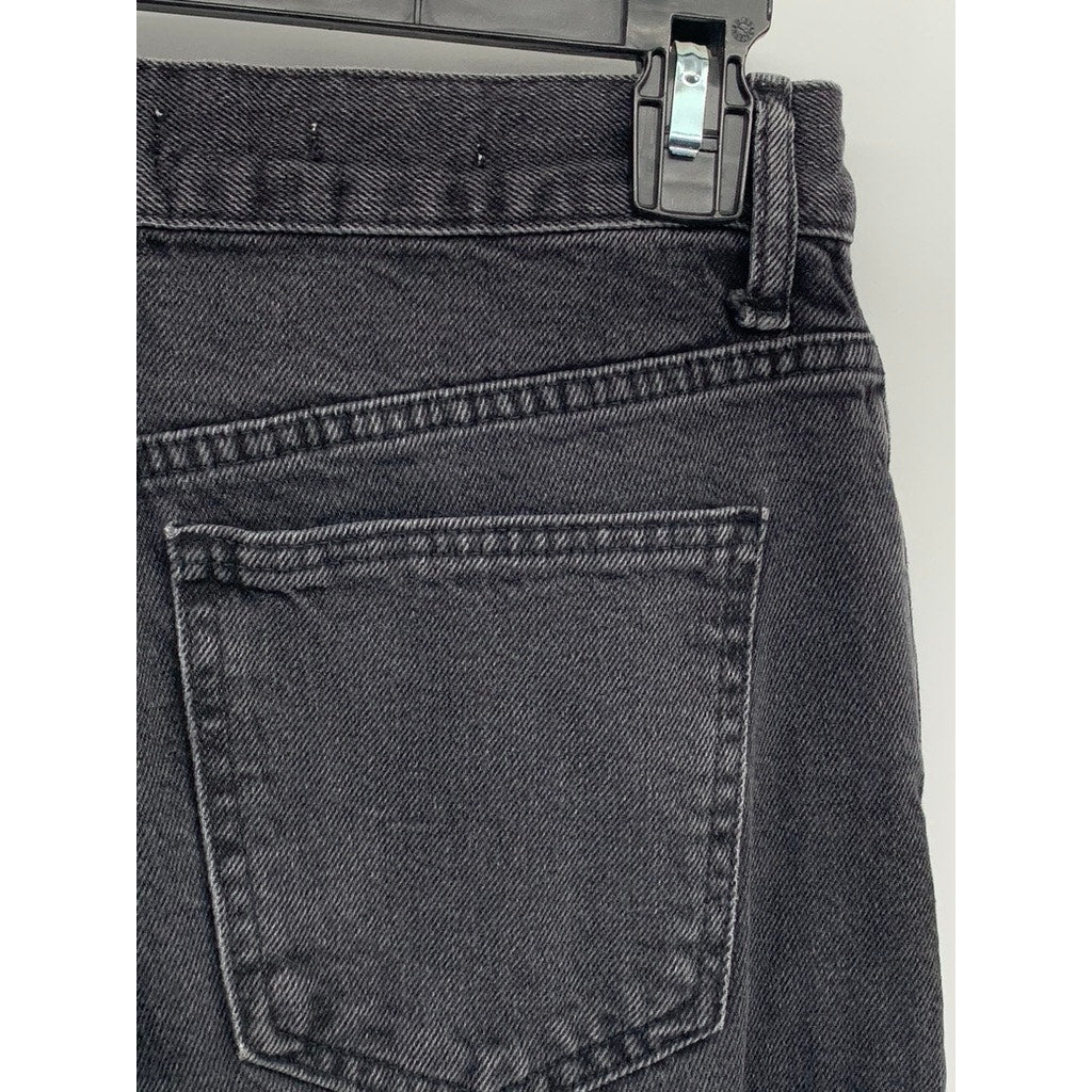 MNG Women's Washed Black Denim Straight-Leg Mid-Rise Matilda Jeans SZ 6
