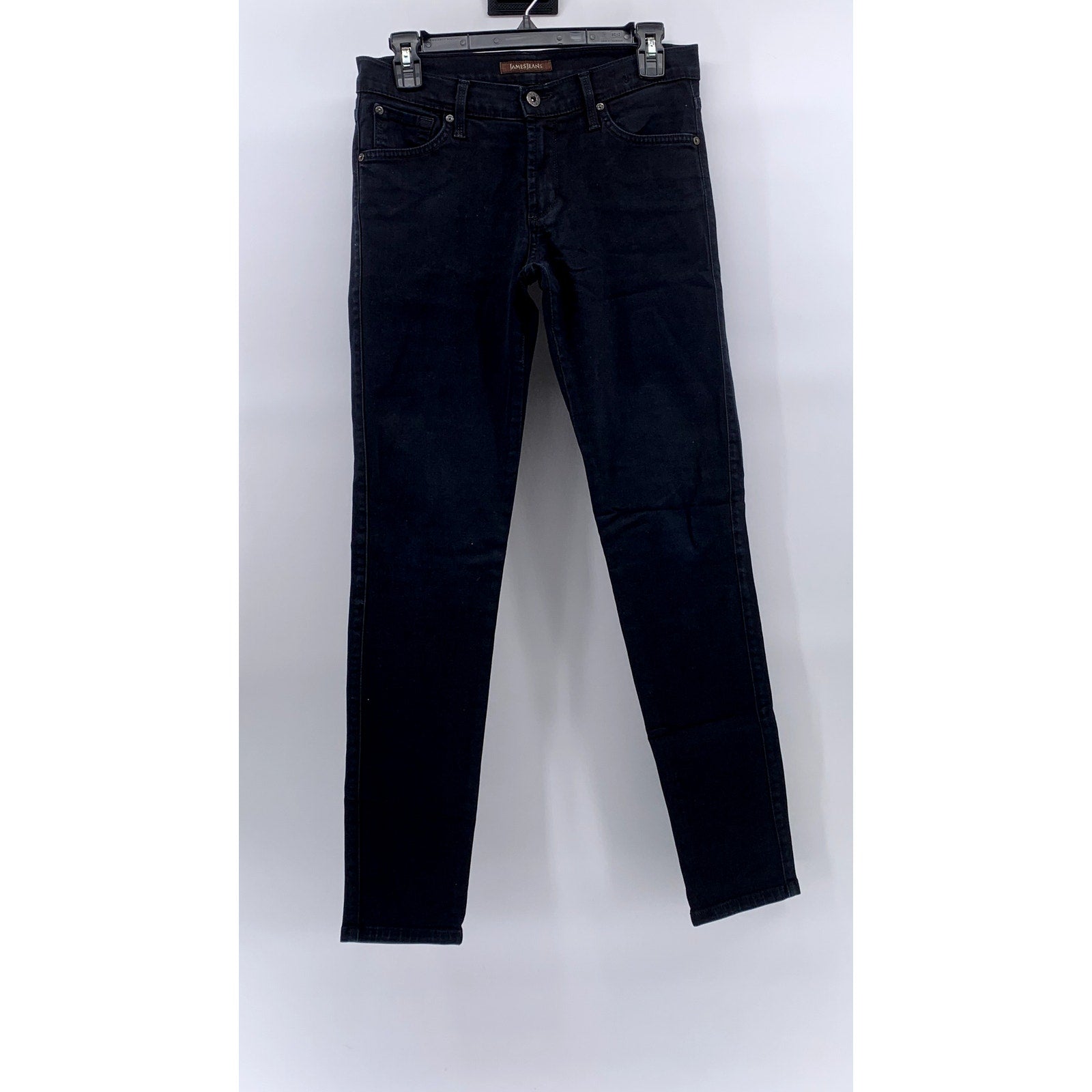 JAMES JEANS Women's Black Solid James Twiggy Regular-Fit Denim Jeans SZ 28