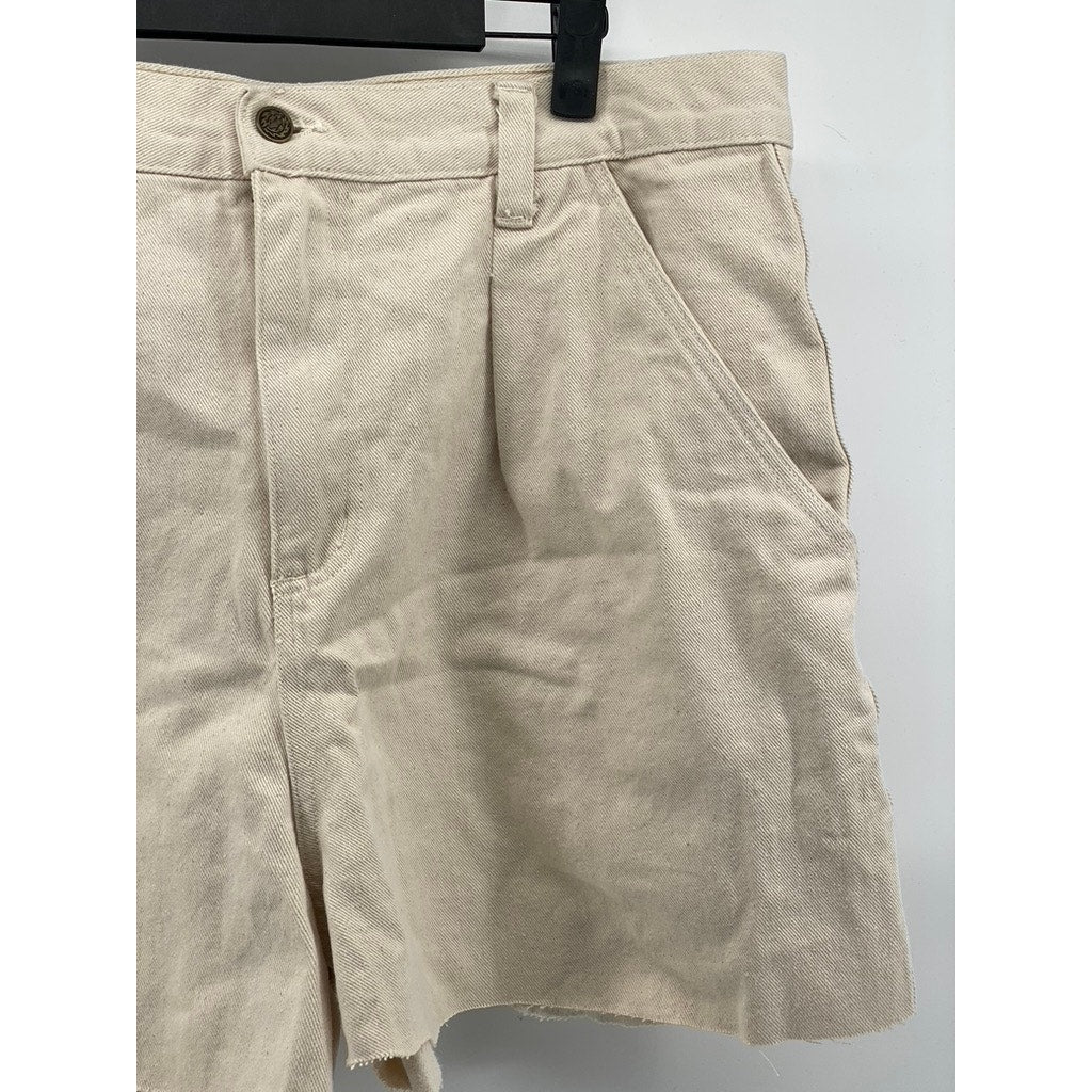 WALKER WEAR Men's Beige Four-Pocket Raw-Hem Chino Shorts SZ 34