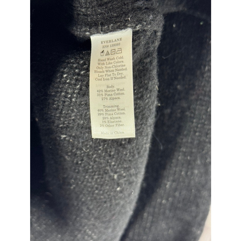 EVERLANE Women's Black Merino Wool/Pima Cotton Pullover Turtleneck Sweater SZ S