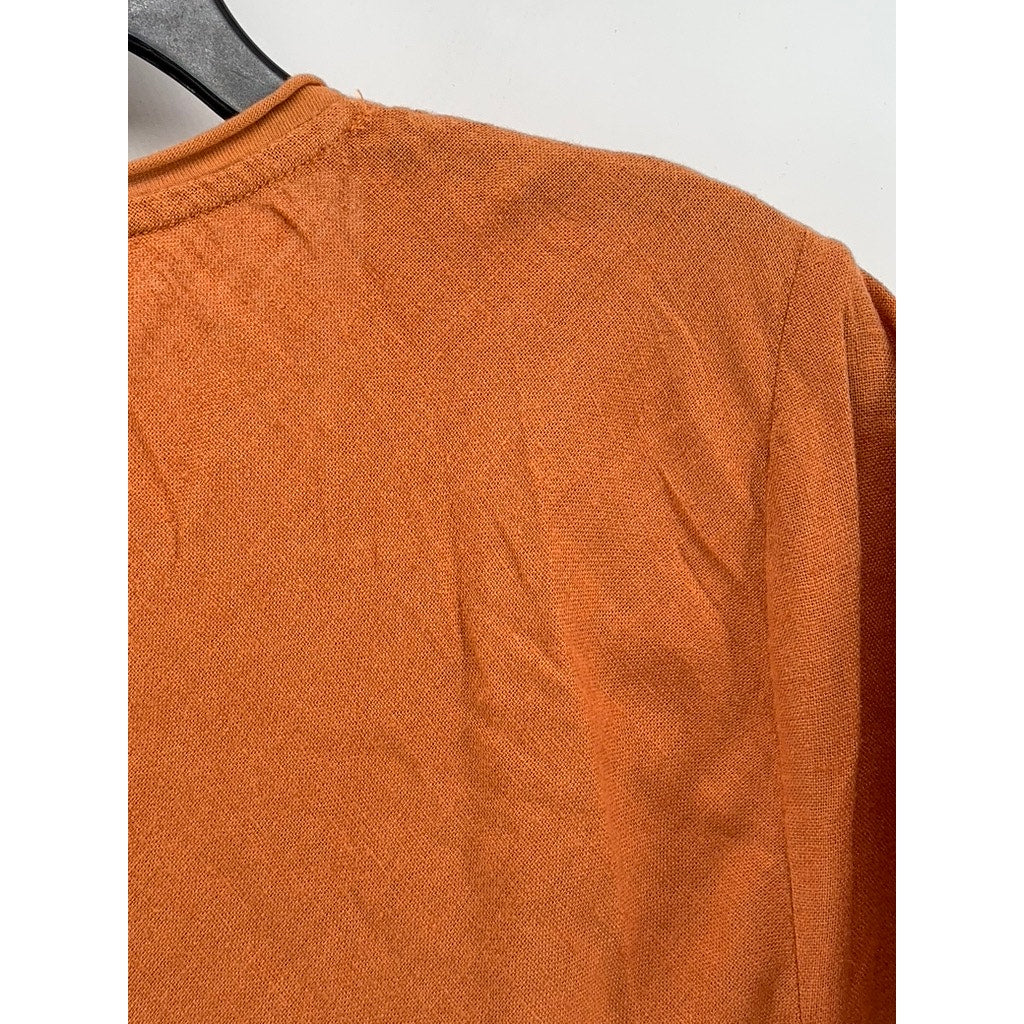 COLDWATER CREEK Women's Petite Orange Solid Linen-Blend Maxi Dress SZ PXL