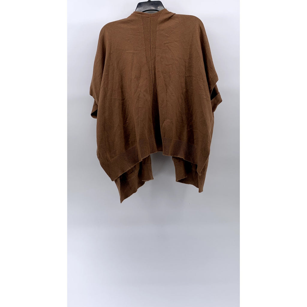 COCO+CARMEN Women's Brown Rib Knit Open-Front Short Sleeve Cardigan SZ OS
