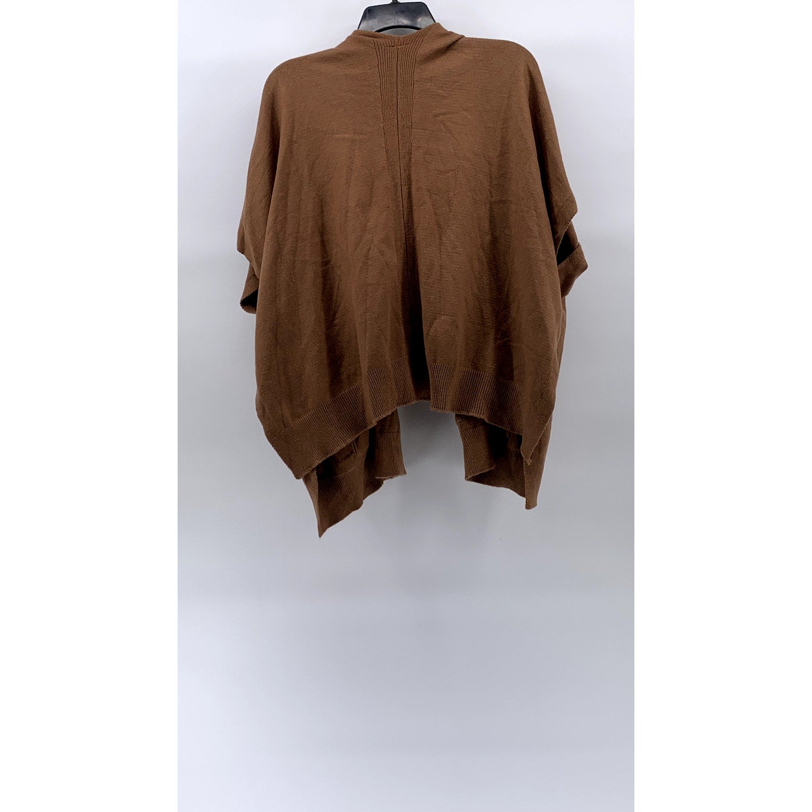 COCO+CARMEN Women's Brown Rib Knit Open-Front Short Sleeve Cardigan SZ OS