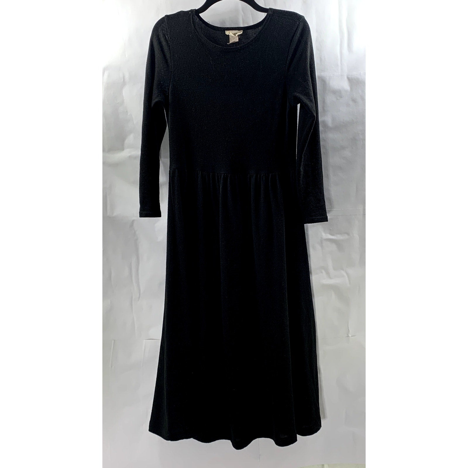 LINEAR BY RACHEL RISS Women's Black Crewneck Long Sleeve Maxi Dress SZ XS/S