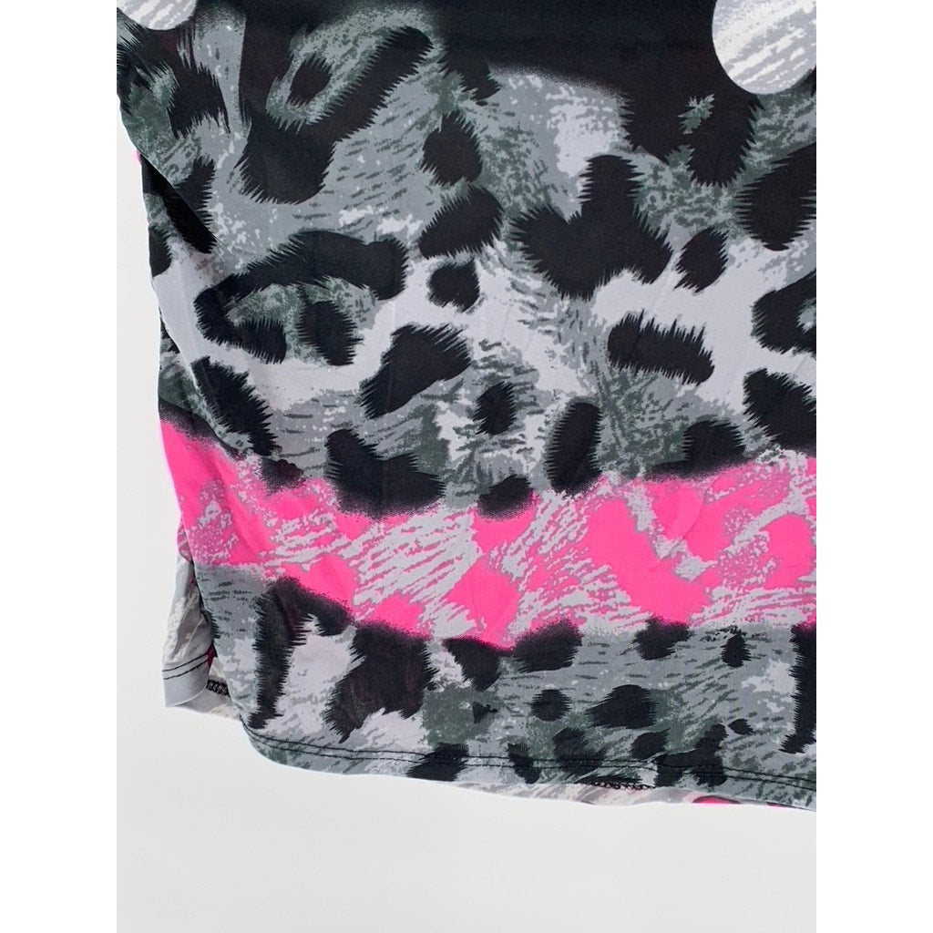 VIXEN Women's Gray-Pink Printed One-Shoulder Sleeve Bodycon Mini Dress SZ S