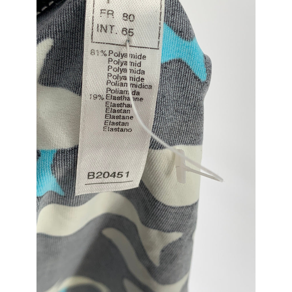 SUN & BLUE Women's Blue-Black Fish Print V-Neck 2pc Bikini SZ S
