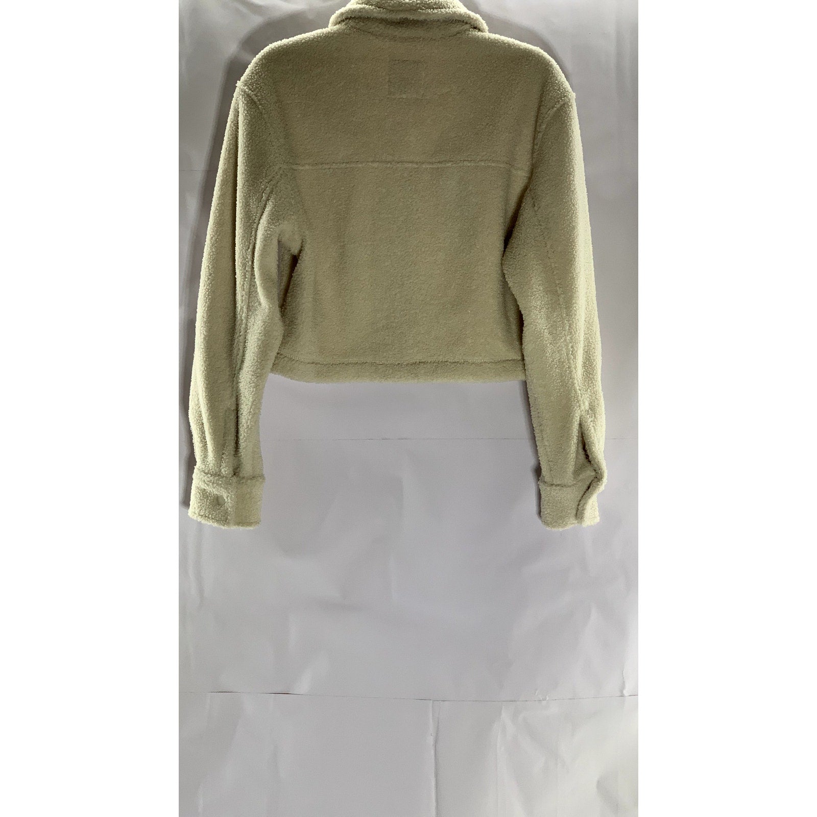 ABERCROMBIE & FITCH Women's Beige Sherpa Snap-Button Cropped Jacket SZ XS