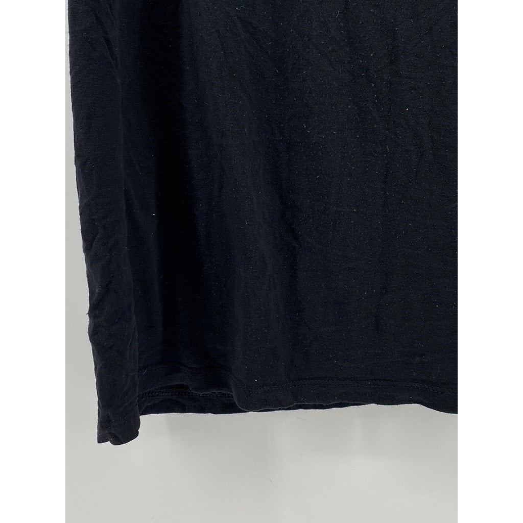 A NEW DAY Women's Black Solid V-Neck Short Sleeve Casual Top SZ L